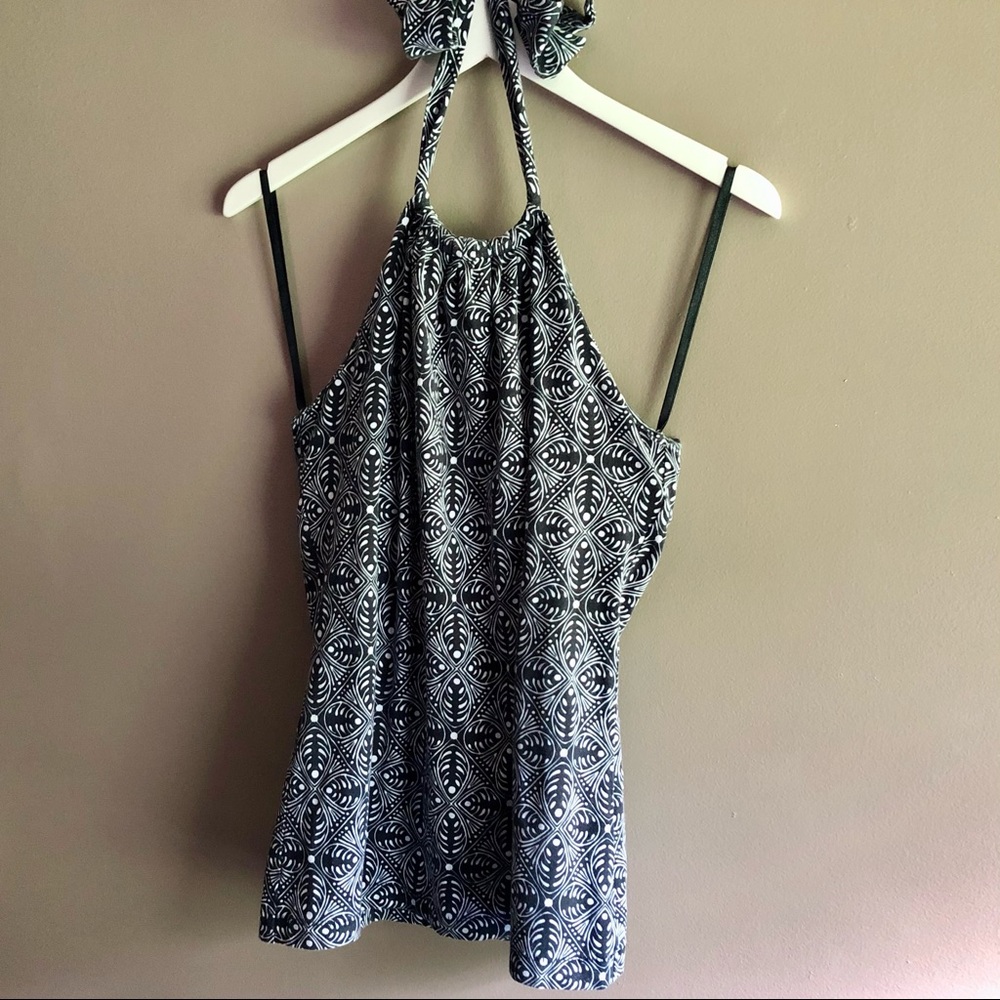 BANANA REPUBLIC Black White Geometric Leaf Halter - Picture 5 of 7